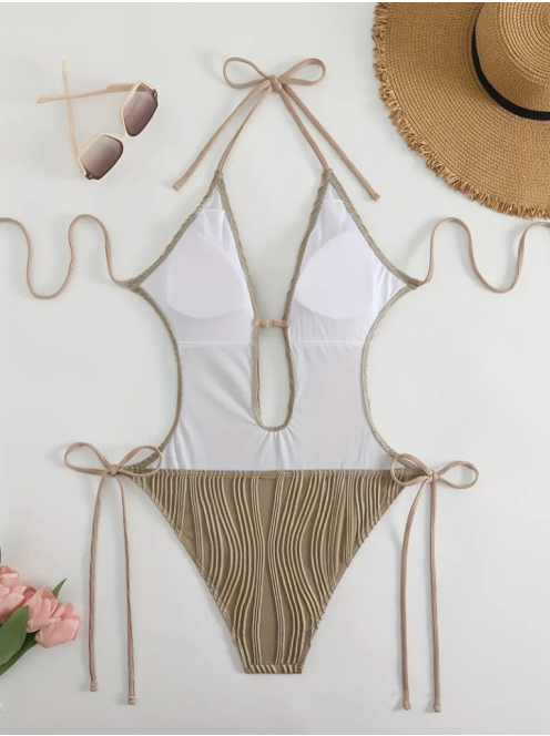 Ideallina - Nyitotthátú bézs monokini