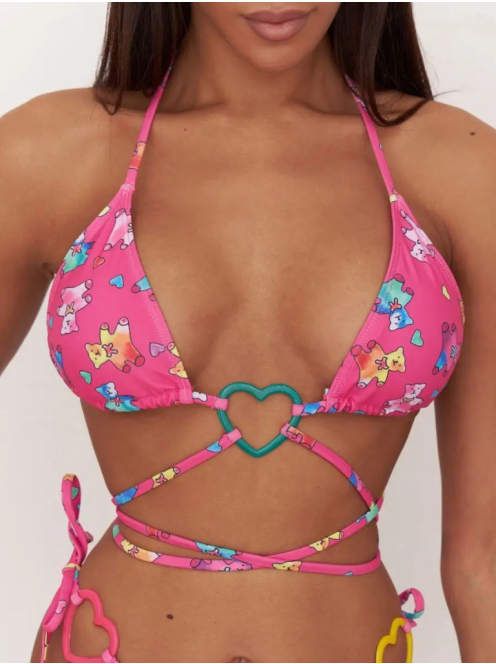Big Heart Teddy | Rózsaszín Bandage bikini szett