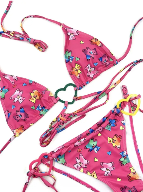 Big Heart Teddy | Rózsaszín Bandage bikini szett