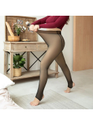 Hottie fekete fátyol hatású hőtartó pantallós harisnyanadrág (talppánttal)