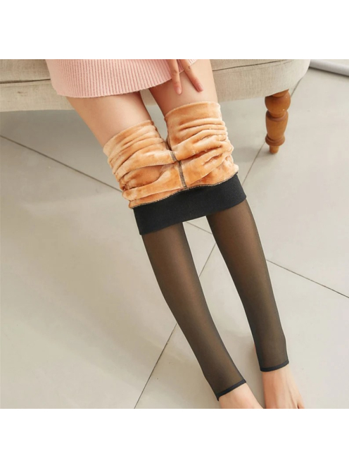 Hottie fekete fátyol hatású hőtartó pantallós harisnyanadrág (talppánttal)