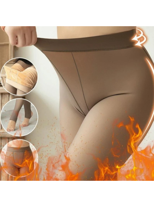 Hottie barna fátyol hatású hőtartó pantallós harisnyanadrág (talppánttal)