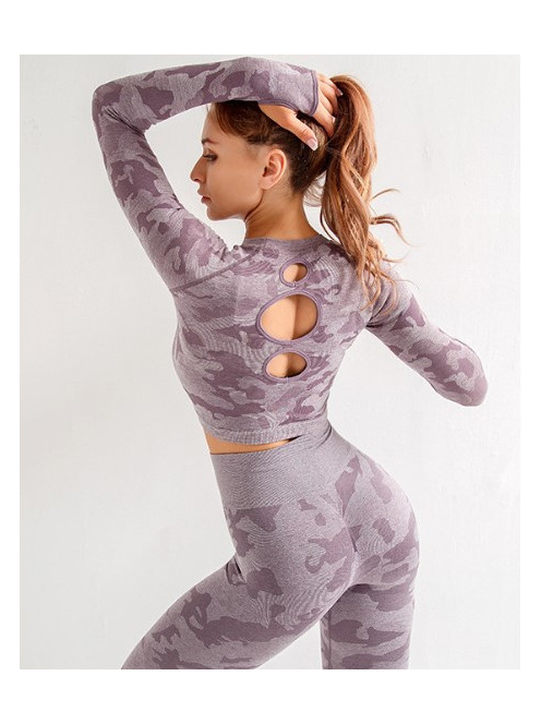  Army Mauve, 3 részes terepmintás női edző szett  (pasztell mályva)