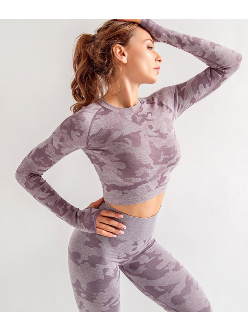  Army Mauve, 3 részes terepmintás női edző szett  (pasztell mályva)