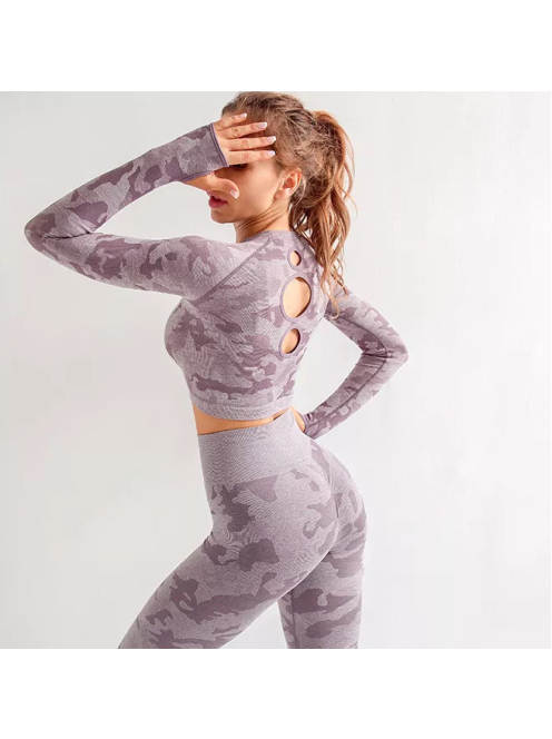  Army Mauve, 3 részes terepmintás női edző szett  (pasztell mályva)