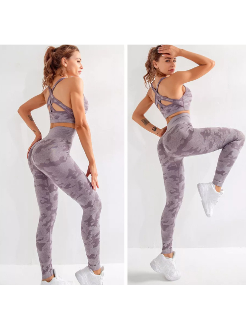  Army Mauve, 3 részes terepmintás női edző szett  (pasztell mályva)