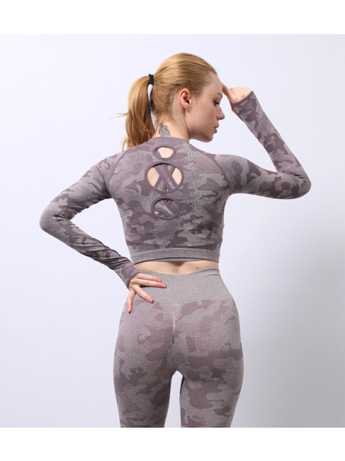  Army Mauve, 3 részes terepmintás női edző szett  (pasztell mályva)