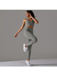   Gaia 2 részes női fitness edzőszett | leggings+ top (sziklaszürke)