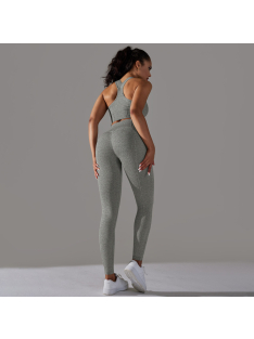   Gaia 2 részes női fitness edzőszett | leggings+ top (sziklaszürke)