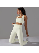 Gaia 2 részes női fitness edzőszett | leggings+ top (elefáncsontfehér)