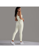 Gaia 2 részes női fitness edzőszett | leggings+ top (elefáncsontfehér)