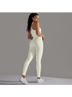   Gaia 2 részes női fitness edzőszett | leggings+ top (elefáncsontfehér)