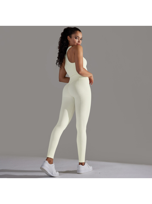 Gaia 2 részes női fitness edzőszett | leggings+ top (elefáncsontfehér)