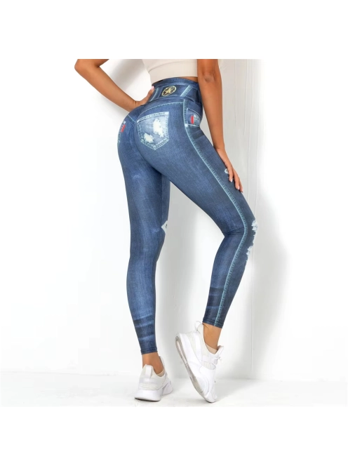 Denimlook - Ripped Rebel - Farmerhatású leggings 