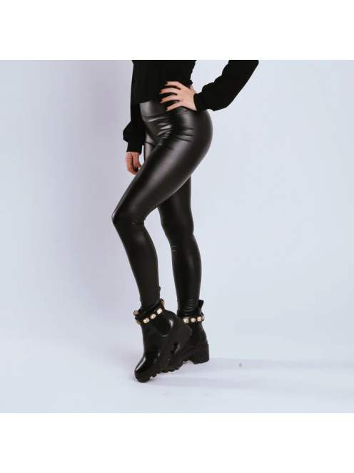 BlackBubble bőrhatású leggings SCRUNCH varrással