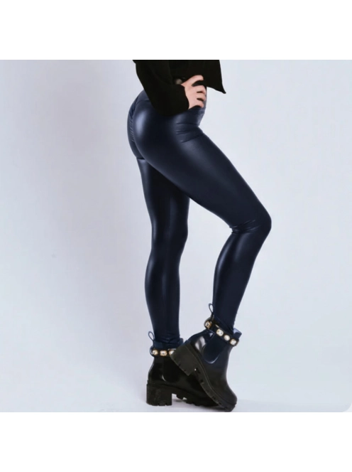 BlueBubble bőrhatású leggings SCRUNCH varrással