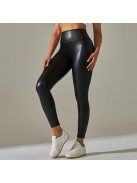 SlimLook bőrhatású fekete leggings