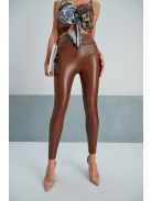SlimLook bőrhatású mogyoróbarna leggings