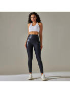 SlimLook bőrhatású sötétkék leggings