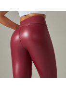 SlimLook bőrhatású bordó leggings