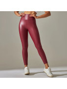 SlimLook bőrhatású bordó leggings