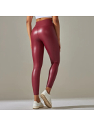 SlimLook bőrhatású bordó leggings