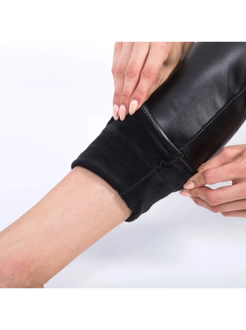 SlimLook Hot bőrhatású fekete bélelt leggings