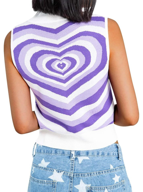 Love Parade magasnyakú ujjatlan kötött top - Lila