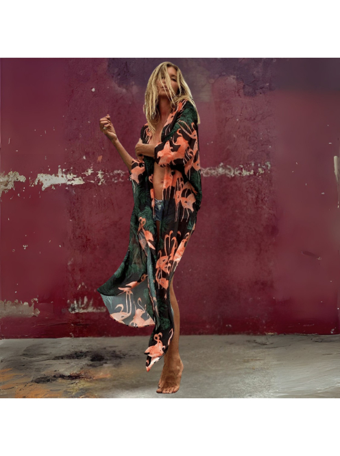 Pink Flamingo strandkimonó