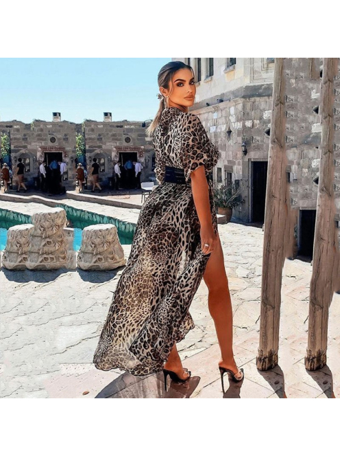 Glamourous Leopard - Maxi Kaftán, nőies strankimono - kaftán - tunika