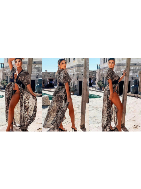 Glamourous Leopard - Maxi Kaftán, nőies strankimono - kaftán - tunika