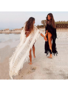  Free Spirit - Horgolt maxi kaftan: Ekrü színben