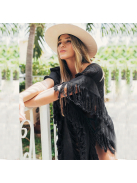  Free Spirit - Horgolt maxi kaftan fekete színben