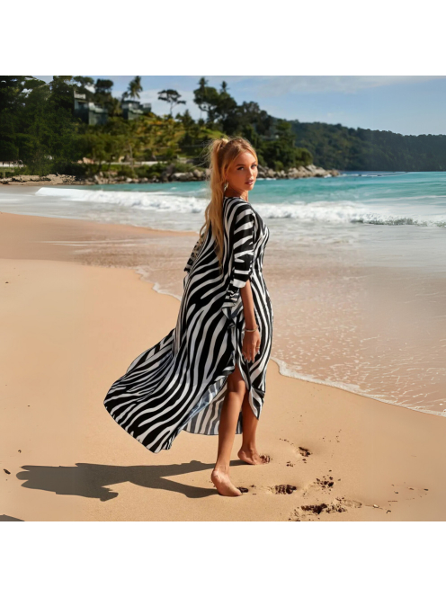 Safari Breeze Maxi Strandkaftán - Zebra