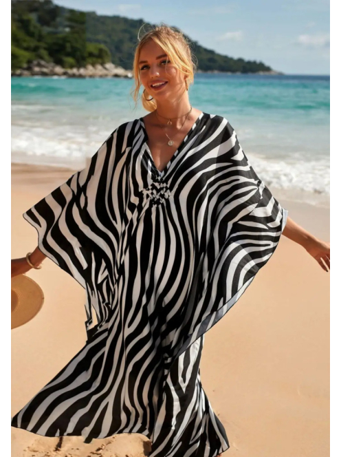 Safari Breeze Maxi Strandkaftán - Zebra