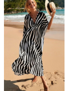 Safari Breeze Maxi Strandkaftán - Zebra