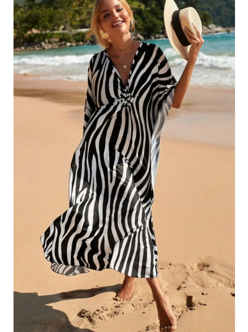 Safari Breeze Maxi Strandkaftán - Zebra