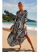 Safari Breeze Maxi Strandkaftán - Zebra