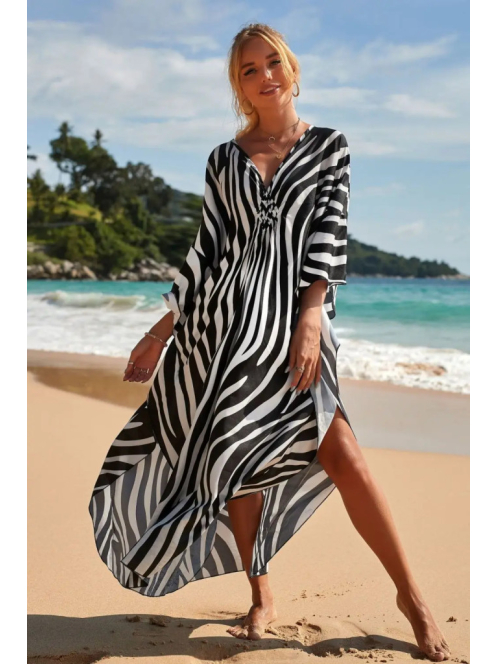Safari Breeze Maxi Strandkaftán - Zebra