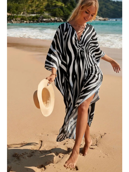 Safari Breeze Maxi Strandkaftán - Zebra