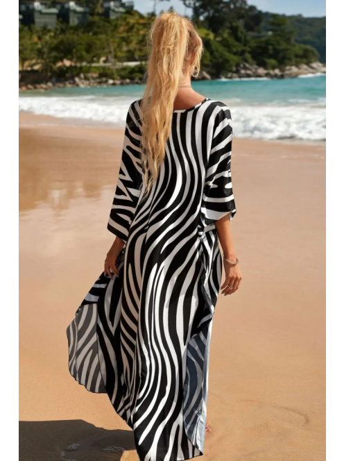 Safari Breeze Maxi Strandkaftán - Zebra