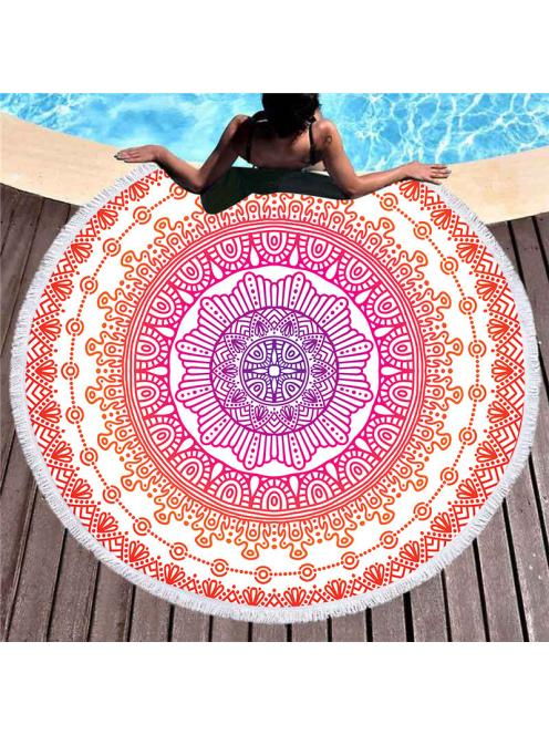Mandalás Strandterítő - Pikniktakaró - Red radience