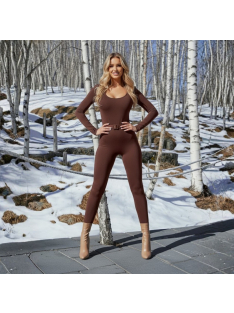 Brown Cat barna utcai női overál kerek nyakkal