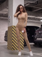 Silky Cat | Slimfit overál | Karamell