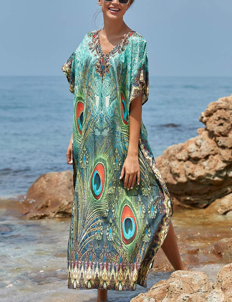 Silky Peacock Maxi strandkaftán Silky Peacock Maxi strandkaftán